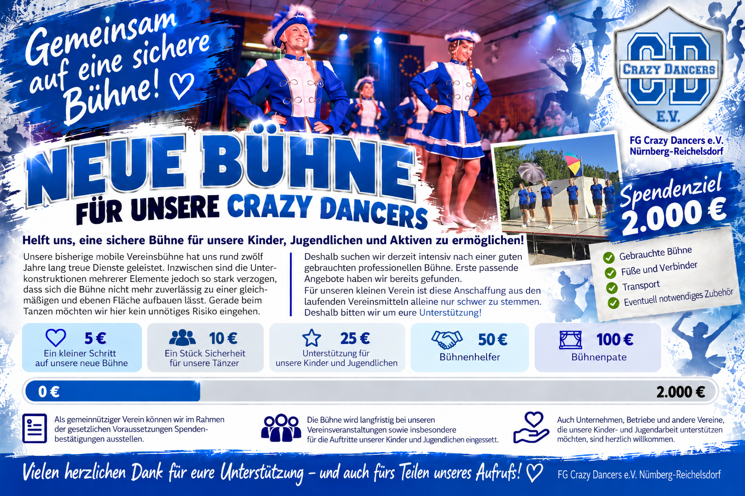 Spendenaktion – Neue Bühne für unsere Crazy Dancers